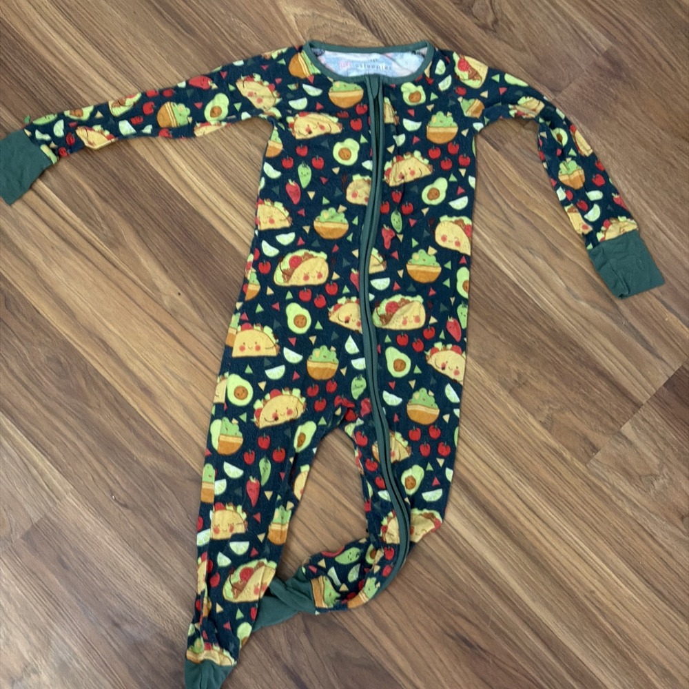 Little Sleepies Toddler Boys 2T Taco Guac Footed Sleeper Pajamas